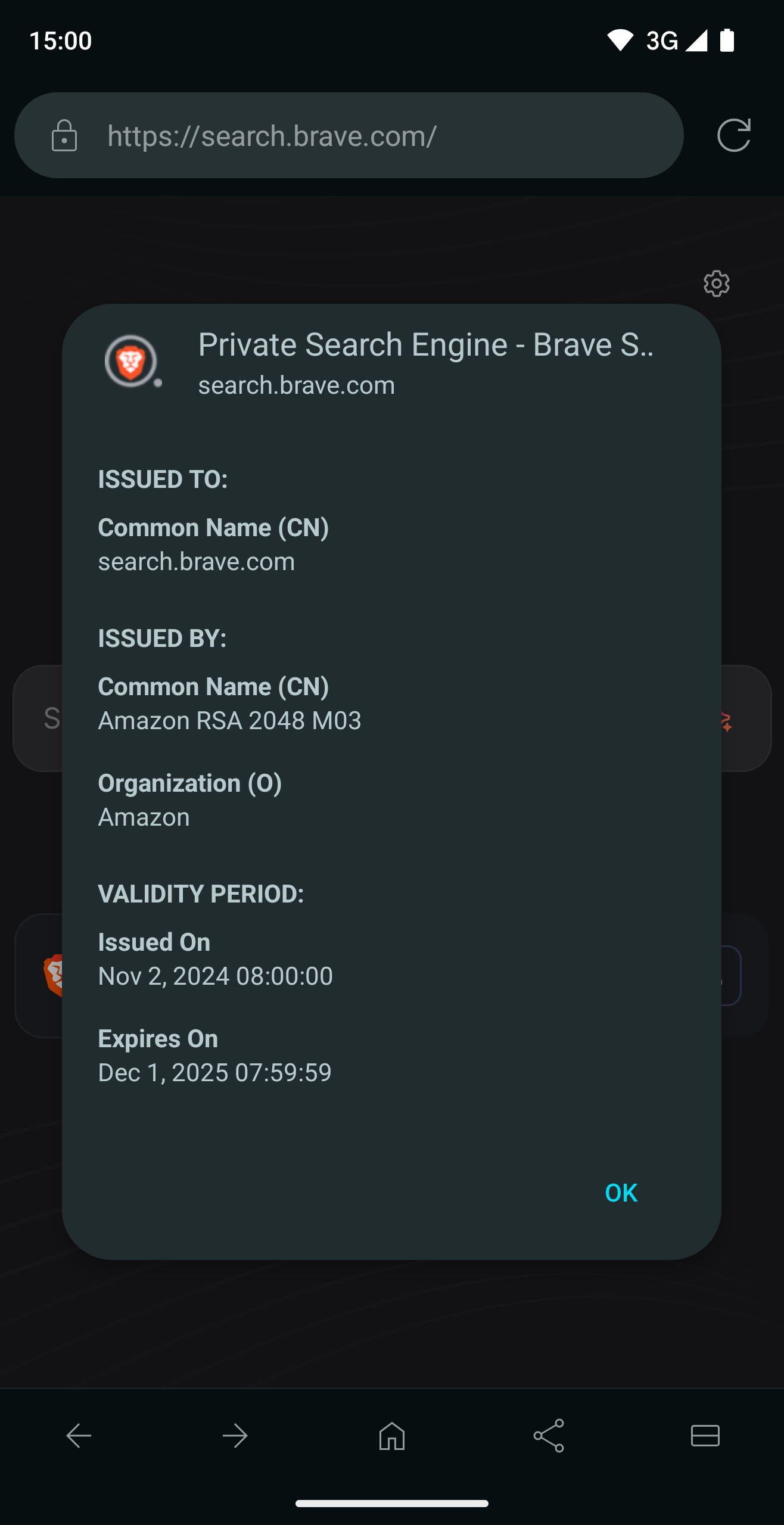 SSL Lock dialog